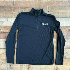 Rudis Wrestling Olive Long Sleeve Quarter Zip Up Workout Shirt in Black -S